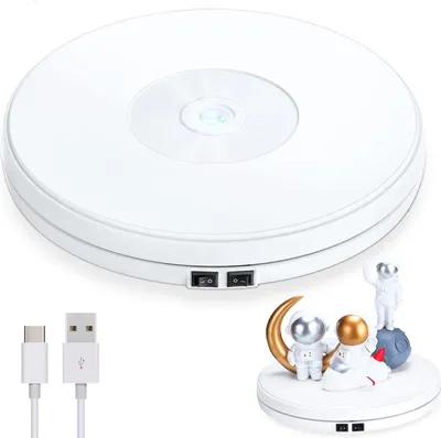 Produktbild von 10 Zoll Elektrischer Drehständer mit LED, 360° Rotierend, 20 kg Tragkraft, Schmuck- & Produktdisplay