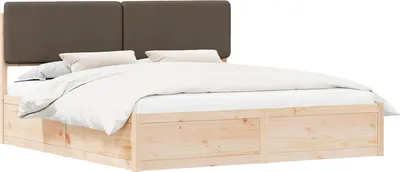 Productafbeelding van vidaXL Bedframe met gestoffeerd hoofdeinde, taupe, 180 x 200 cm