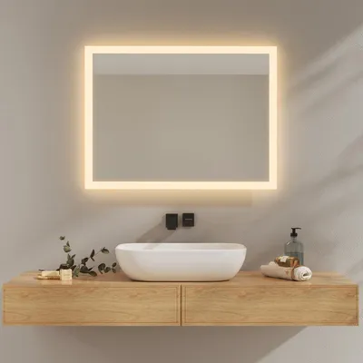 LED-Badspiegel 60x80 cm, 3000K/6500K, Anti-Beschlag, Kippschalter, IP44