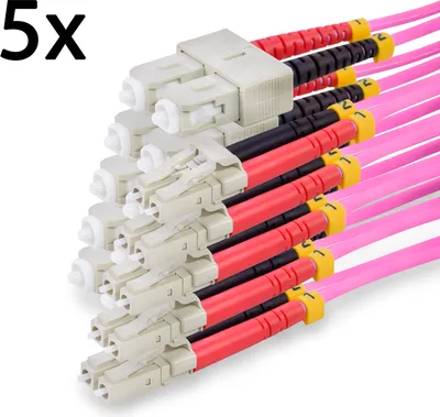 Produktbild von TPFNet 5er LWL Patchkabel, 50/125µm, OM4-Faser, Duplex SC/LC, violett, 15m