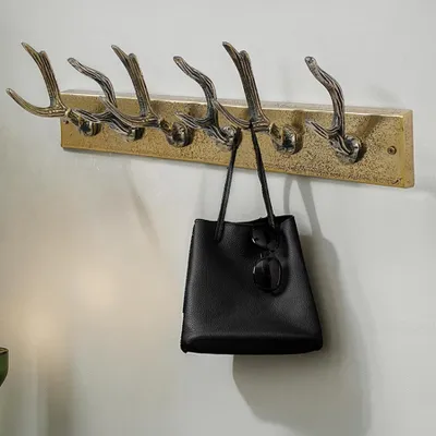 Produktbild von riess-ambiente Dekorative Wandgarderobe DEER 50cm messing Metall Hirschgeweih Kleiderhaken Garderobe Haken