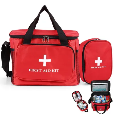 Produktbild von Erste Hilfe Set leer mit 2 Taschen robust Oxford rot für Zuhause Outdoor Auto Schule