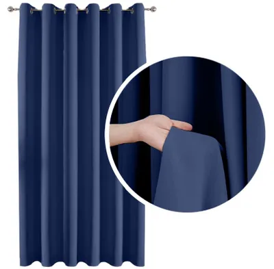 Produktbild von Verdunkelungsvorhang 90 % lichtundurchlässig – Marineblau, extra schwerer Stoff, mit Ösen (Ringen), 140 × 250 cm