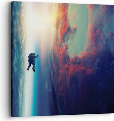 Produktbild von Bild auf Leinwand - Leinwandbild - Einteilig - Kosmos Astronaut Planet - 40x40cm - Wand Bild - Wanddeko - Wandbilder - Leinwanddruck - Bilder - Wanddekoration - Leinwand bilder - AC40x40-5049