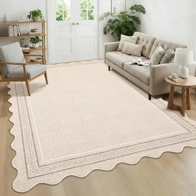 Immagine prodotto di Tappeto lavabile - Tappeto rettangolare per soggiorno - Beige - 160 x 230 cm - Poliestere morbido - Fondo in gomma antiscivolo - Lavabile in lavatrice - Monocolore