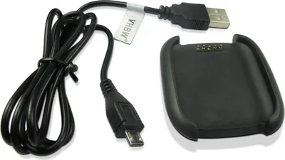 Produktbild von vhbw USB Ladekabel kompatibel mit Asus ZenWatch WI500Q Smartwatch Fitnesstracker - Dockingstation Schwarz, 100 cm