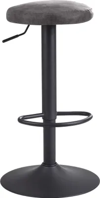 Produktbild von Barhocker Grau Wildlederoptik Hocker ohne Lehne 58 - 79 cm | Küchenhocker Stoff / Metall 100kg | Design Barstuhl Tresenhocker Drehbar Bistrohocker