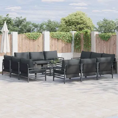 Image de Maison Exclusive - Ensemble de canapés de jardin, 12 pièces, en acier noir
