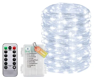 Lichtkette 20 m, 200 LEDs, Timer, Fernbedienung, IP65, Innen, Batteriebetrieb