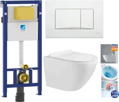 Obrázek produktu pro Domotechnika | WC set 4v1 - Premium 48X37X37 cm - bílý - Soft Close & Hygienic Rimless Flush