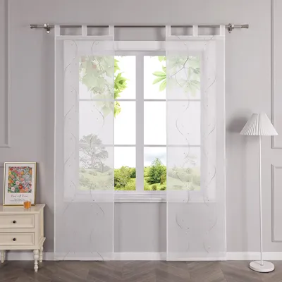 Transparente Paneelgardinen mit Wellenstickerei, 2er-Set, sand, 57x145 cm