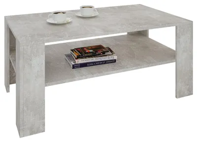 Produktbild von Couchtisch Wohnzimmertisch ANIMO in Beton Optik mit Ablage, 100 x 60 cm