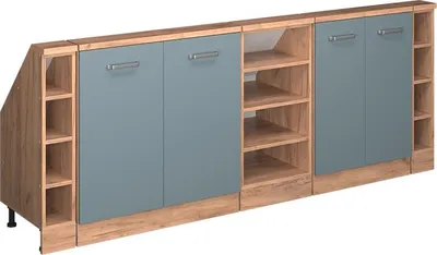 Produktbild von Küchenschrank für Dachschrägen Vicco R-Line Blau-Grau 210 cm 5er Set, Model 58191