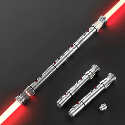 Produktbild von Darth Maul Lichtschwert - Duell-Lichtschwert - Silberner Griff - Kunststoffklinge - Elektrisch - Verriegelung - 92 cm Klinge