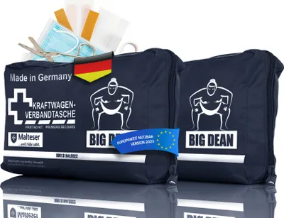 Produktbild von BigDean 2x Verbandskasten GERMANY in rot – Verbandstasche nach DIN 13164:2022 : Blau