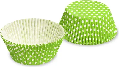 Obrázek produktu pro Cukrářský košíček Puntíky bílo/žlutozelený průměr 50 x 30 mm - 40 ks
