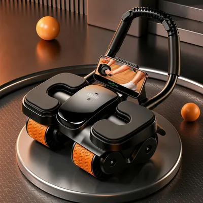 Produktbild von 4-rädriger Automatischer Rückfederung Bauchtrainer,Ab Roller Wheel mit LCD-Display, Intelligenz zählen, bauchtrainer elektrisch mit Ellbogenstütze