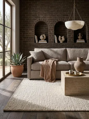 Produktbild von Wollteppich Boucle, Unifarben, Strapazierfähig, natürlich & pflegeleicht Creme Rechteckig 200x290 | 100% Wolle