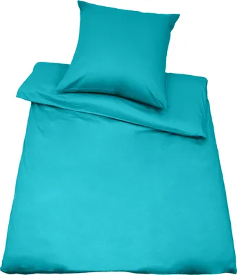 Produktbild von Baumwoll-Satin-Bettwäsche 135 x 200/80 x 80 cm,  Aqua 135x200