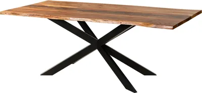 Produktbild von MASSIVMOEBEL24 Baumtisch Akazie 240x100x76 natur lackiert / Epoxid schwarz, Kreuzgestell 2 anthrazit matt EPOXY