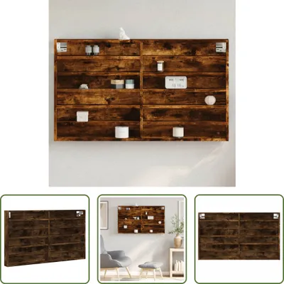 Produktbild von The Living Store Vitrinenschrank Räuchereiche 100x8,5x58 cm Holzwerkstoff