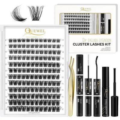 Produktbild von DIY Wimpernverlängerungs-Set 144 Cluster-Wimpern mit Bond & Seal und Pinzette