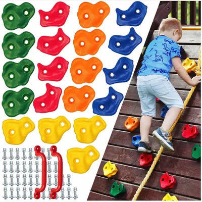 Produktbild von Klettersteinhalter für Kinder, bunt, 20 Stück + Schrauben