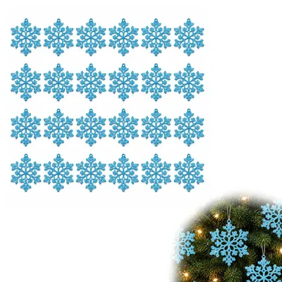 Immagine prodotto di Fiocchi di neve decorativi natalizi, 24 pezzi, colore blu