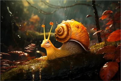 Produktbild von Wallario Poster - Schnecke auf Ast, Kunstdruck Größe: 61 x 91,50 cm