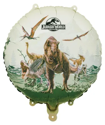 Produktbild von Folienballon Jurassic World 35cm rund mit Dinosauriern Grün / Braun