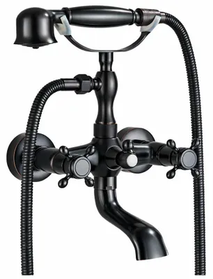 Produktbild von Ari Retro Badewannenarmatur Wandmontage Schwarz Antik Mit Handbrause, Schwenkbarem Auslauf, Messing, Keramikkartusche, G1/2