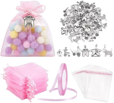 PH PandaHall Geschenktüten 60 Sets Organza mit Charms