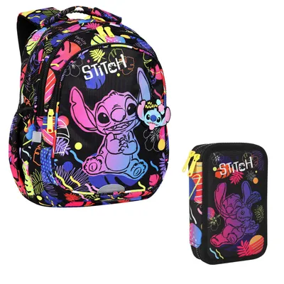Produktbild von 19 L Coolpack Jerry DISNEY STITCH Schulrucksack schwarz + Coolpack Federmäppchen zwei Fächer ausgestattet Stitch Jumper 2