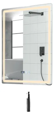 Image de Miroir de salle de bain LED, 50 x 70 cm, luminosité réglable, étanche IP54, trois températures de couleur, fixation murale
