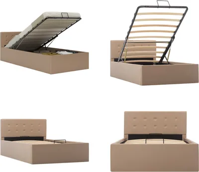 Produktbild von vidaXL Stauraumbett Hydraulisch Cappuccino Braun Kunstleder 100×200 cm - Bettgestell - Bettgestelle - Bettrahmen - Bett