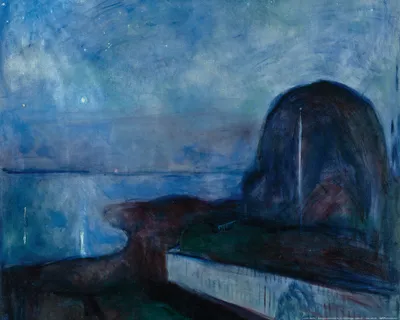 Zdjęcie produktu dla Obraz z nadrukiem Edvard Munch - Gwiaździsta noc, 1893 (40 x 50 cm)