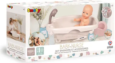 Produktbild von Smoby | Baby Nurse Set - Badewanne für Puppen bis 42 cm - Lernspielzeug - mit Zubehör