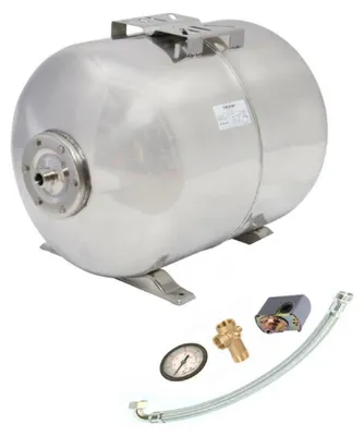 Produktbild von CHM GmbH® Druckkessel 100 L Edelstahl Membrankessel mit Druckschalterset 5 teilig und Panzerschlauch