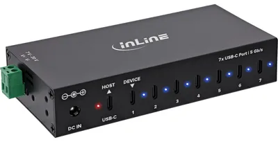 Produktbild von InLine 35396E, 2 x USB 3.2 Gen 1 (3.1 Gen 1) Type-B, USB 3.2 Gen 1 (3.1 Gen 1) Type-C, 5000 Mbit/s, Schwarz, Aluminium, 1 m
