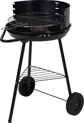 A black charcoal grill on a white background.