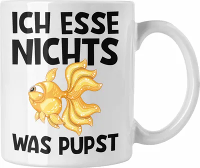 Produktbild von Trendation - Veganer Tasse Geschenk Ich Esse Nichts Was Pupst Tierschutz Fisch Edition (Weiß)
