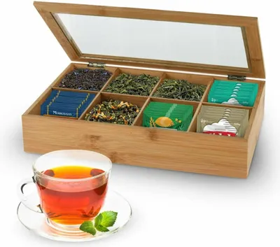 Produktbild von Excellent Houseware Teedose - 8 Facher - Bambusholz - 32 x 20 cm
