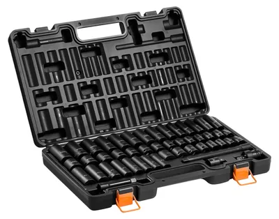 Produktbild von SucceBuy 48-teiliges Schlagnuss-Set, 3/8 Zoll Antrieb, Sechskant-Steckschlüssel, SAE 5/16-3/4 Zoll & Metrisch 8-19 mm, 21-22 mm, aus Chrom-Vanadium-Stahl, mit Verlängerungsstange, Adapter und Aufbewahrungskoffer