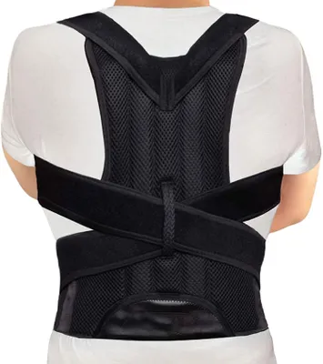 Produktbild von Rückenstütze Haltungskorrektur Rückenbandage - Atmungsaktiv - Klettverschluss verstellbar - XXL - Für Nacken, Rücken und Schulter
