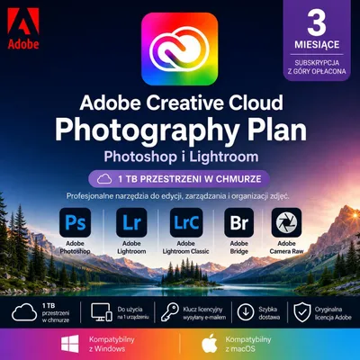 Zdjęcie produktu dla Subskrypcja Adobe Creative Cloud Photo na 3 miesiące | 1 urządzenie | Natychmiastowe pobranie |