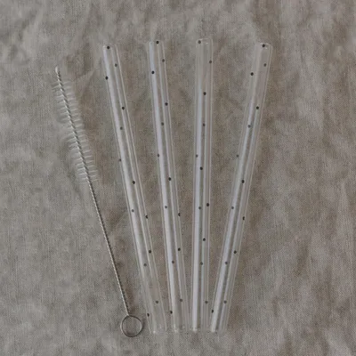 Produktbild von Strohhalme, Punkte schwarz (4er Set)