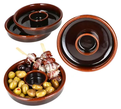Zdjęcie produktu dla 4x Juego Tapas miska Ø17.8cm Miska z oliwek gliniana cazuela z podstawką Antipasti