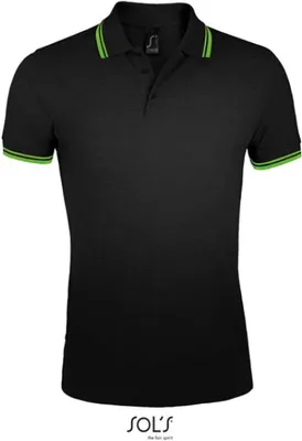Produktbild von SOLs 00577 | Herren Polo Shirt Pasadena - Farbe: Black/Lime - Größe: L