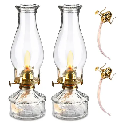 Produktbild von Öllampen, 2 Stück Petroleumlampe, Retro Petroleumlampen, alte Öllampen, alte Laternen, Glaslampen, Dekolampen, Stimmungslampen, 34x12,5x12,5cm