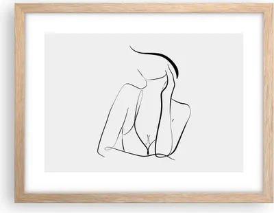 Produktbild von Gerahmtes Poster - Rahmen in heller Eiche - Frau Linien Minimalismus - 40x30 cm - Wand Bild - Wanddeko - Wandbilder - Kunstposter - Wandposter - Bilderrahmen - Bilder - Kunstdruck - P2NAA40x30-4488